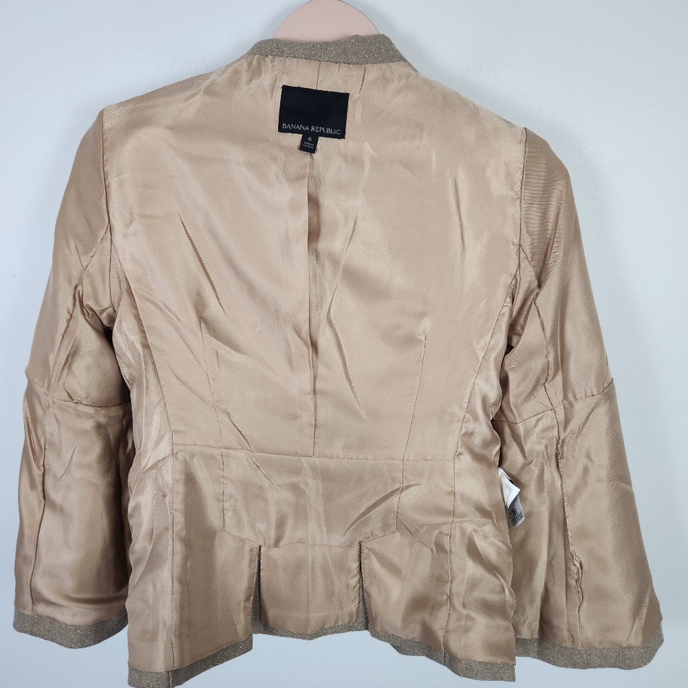 NWOT Banana Republic Tan Gold Metallic‎ Wool Blend Military Blazer Size 6 #0572 - Picture 10 of 14